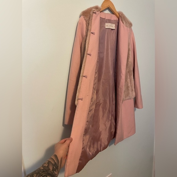 Zara Faux Fur Peacoat XS Light Pink - Picture 10 of 12
